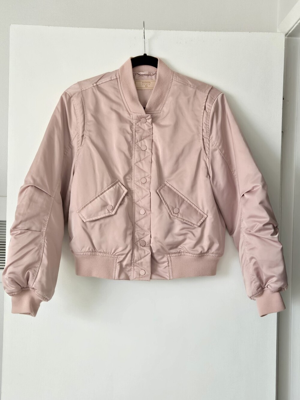 NWOT Anthropologie x Blank NYC Satin Sheen Pink Women's Bomber Jacket 🩷